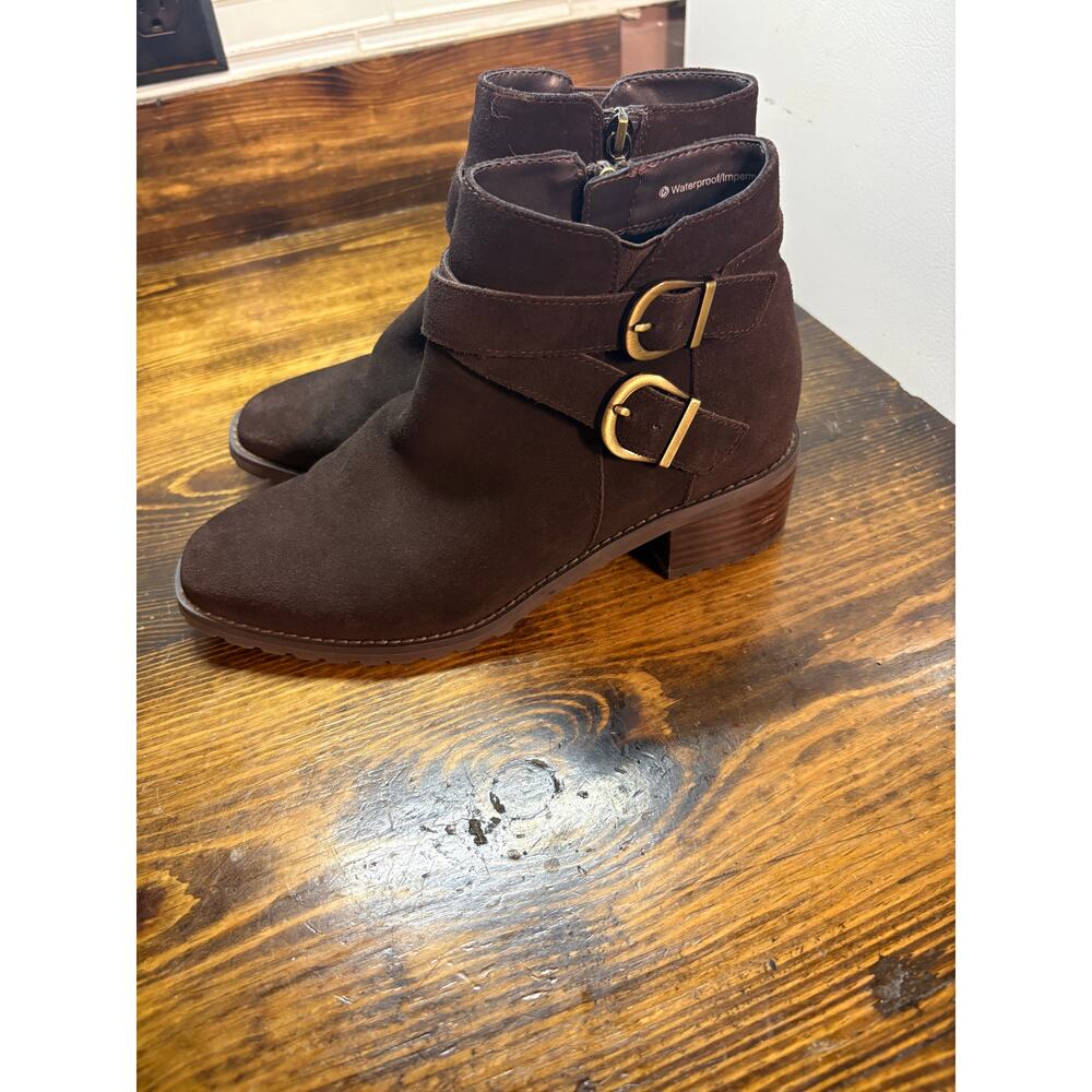 Blondo Brown Buckle Waterproof Ankle Boots‎ Size 7.5